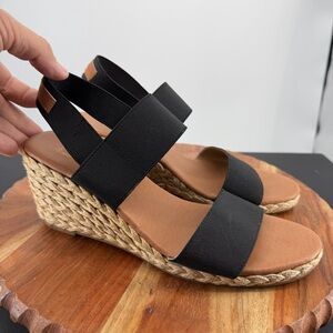Tommy Bahama Sakura Wedge Espadrille Sandals Black Women’s 8.5 Beachy Boho heels